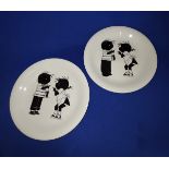 Pair Collectable Ceramic White Decorative Plate Fiep Westendorp Design