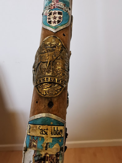 Walking stick with 16 Vintage Tourist Pin in badges - Image 5 of 5