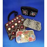 Group lot of vintage style bags and purses.