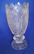 Vintage Lead Crystal Cut glass large vase. Elegant quality Lead glass.