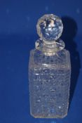 Square Hobnail design Edwardian Cut Glass Whisky Decanter