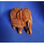 Hand carved hardwood Elephant Sculpture. Ornate, possibly Indian