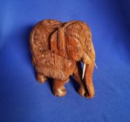 Hand carved hardwood Elephant Sculpture. Ornate, possibly Indian