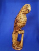 Hand Carved Large Wooden Parrot on Perch