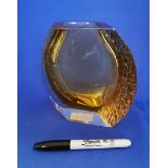 Murano Mandruzzato sommerso Amber Glass vase with textured sides.