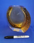Murano Mandruzzato sommerso Amber Glass vase with textured sides.