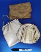 Group lot Evening Bags and vintage handkerchief bag.