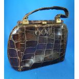 1940s Brown Alligator Handbag