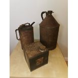 Two vintage Parafin cans containers with one other posibly military