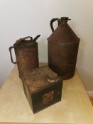 Two vintage Parafin cans containers with one other posibly military