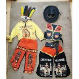 Vintage Wild West Costume Trousers Cowboys and Indians with gun and holster head set and hat