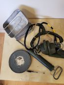 Group lot of various military items including 1945 mess tin and War Dept training film canister.