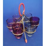 Kitsch Mid Century Shot Glass set and Holder