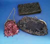 Three Evening Clutch Bags with beaded and sequins decoration.