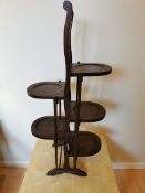Antique Two-Sided Folding Cake Stand 4 Tier - Victorian Mahogany Wooden Tea Room or Shop Display