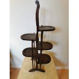 Antique Two-Sided Folding Cake Stand 4 Tier - Victorian Mahogany Wooden Tea Room or Shop Display