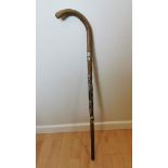 Walking stick with 16 Vintage Tourist Pin in badges