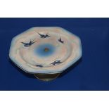 Rare Palicy Ware Cake Stand Blue Bird / Swallow Design Art Deco