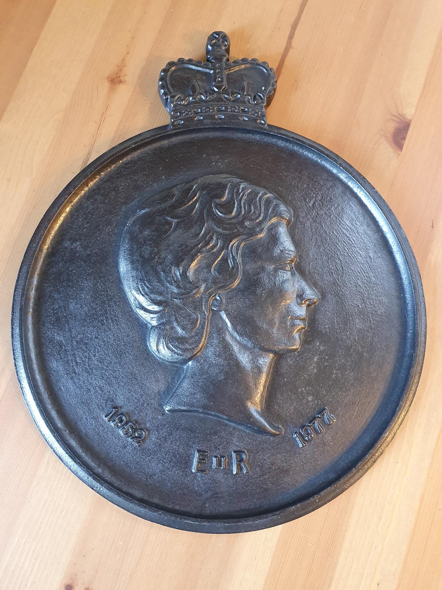 Queen Elizabeth II Silver Jubilee Cast Iron plaque