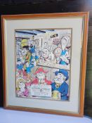 1970s Norman Hood Caricature Framed Picture No2