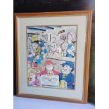 1970s Norman Hood Caricature Framed Picture No2