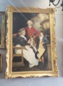 Vintage "Braddil Family" painting in gold guilt frame