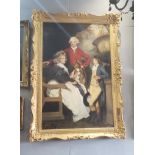 Vintage "Braddil Family" painting in gold guilt frame