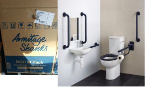 Armitage Shanks Contour 21 Doc M Pack With Close Coupled Toilet And Blue Rail