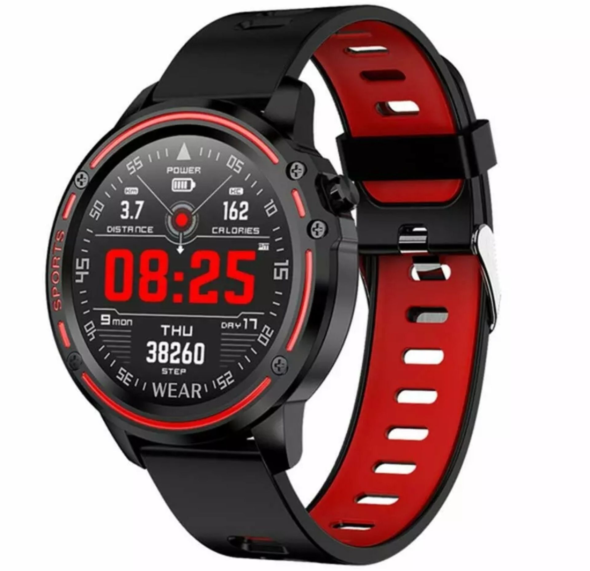 L8 Smart Watch Blood Pressure Heart Rate Smart Bracelet Fitness Tracker, Red/ Black Strap - Image 9 of 23