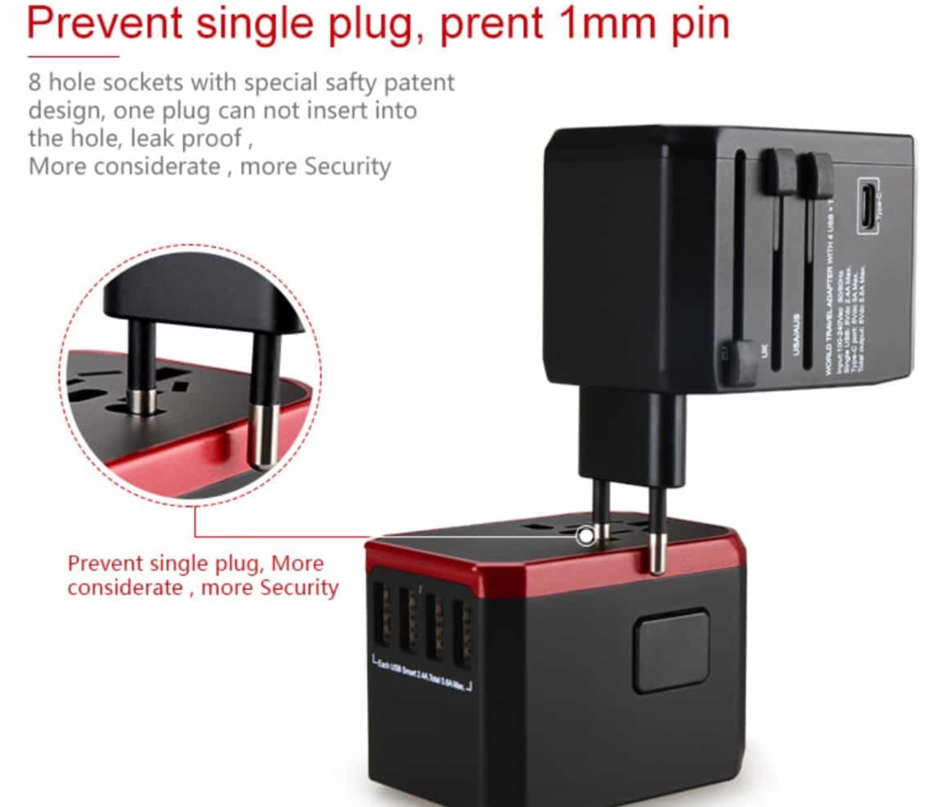 3 X Wadap Supercharge Travel Adapter Plug