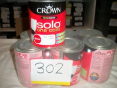 6 x Crown Solo One Coat Gloss Pure Brilliant White 750ml RRP £15 per tin