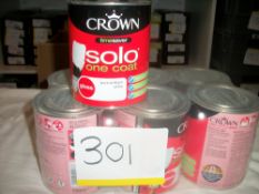 6 x Crown Solo One Coat Gloss Pure Brilliant White 750ml RRP £15 per tin