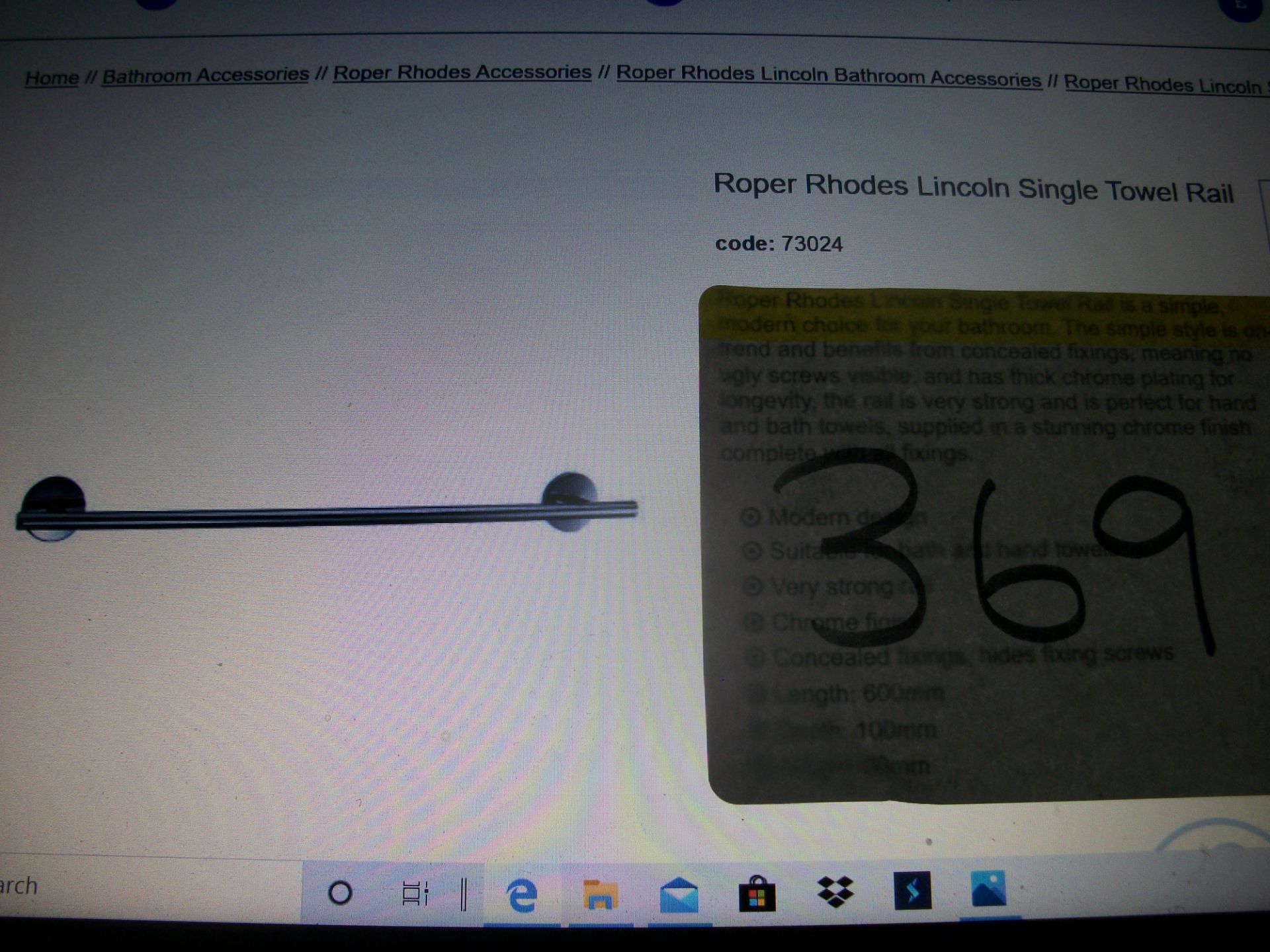 Roper Rhodes Lincoln Single Towel Rail