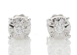 9ct White Gold Claw Set Diamond Earrings 0.10 Carats