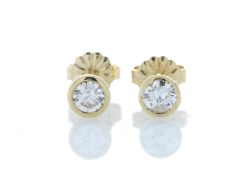 18ct Yellow Gold Rub Over Set Diamond Earrings 0.50 Carats