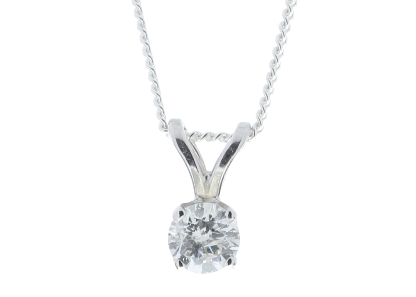 9ct White Gold Single Stone Claw Set Diamond Pendant 0.20 Carats