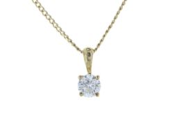 9ct Yellow Gold Single Stone Prong Set Diamond Pendant 0.33 Carats