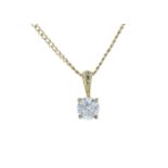 9ct Yellow Gold Single Stone Prong Set Diamond Pendant 0.33 Carats