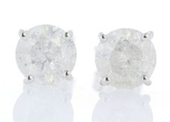 18ct White Gold Prong Set Diamond Earrings 2.56 Carats