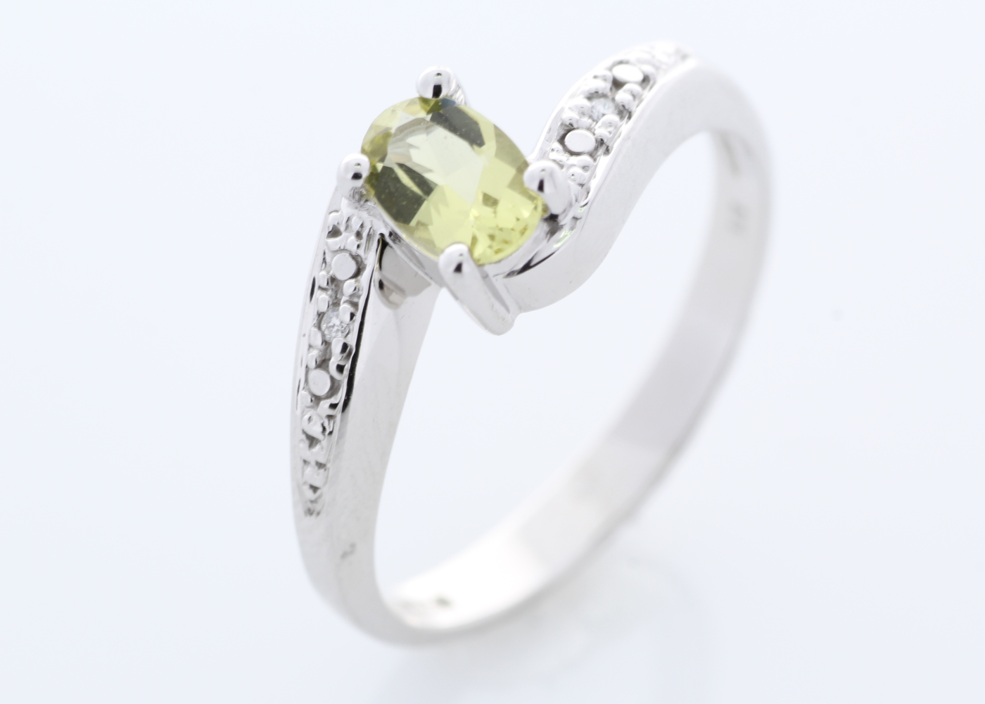 9ct White Gold Diamond And Lemon Quartz Ring - Image 7 of 8