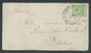 Palestine - Ottoman P.O. 1890 Cover to France franked 10pa cancelled "JERUS", Steichele 28/04.