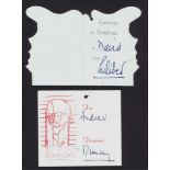 Queen Elizabeth II Hand Signed gift tags To Andrew her second son from Mummy & Rare to David Signed