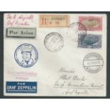 French Somali Coast / Zeppelins 1933 (Apr. 4) Registered Cover from Djibouti to Pernambuco franked 1