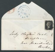 G.B. - Sussex 1841 Cover from Crawley to Berkshire bearing a 1d black (plate 7, three margins) tied