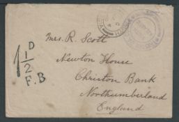 Tristan Da Cunha / Falkland Islands - South Georgia 1920 Two stampless covers addressed to Mrs R. Sc