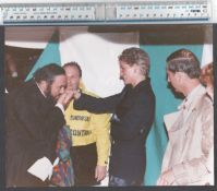 Royalty press photograph by Kent Gavin Daily Mirror July 1991 a kiss Princess Diana from Pavarotti,