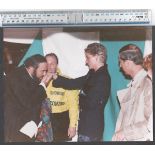 Royalty press photograph by Kent Gavin Daily Mirror July 1991 a kiss Princess Diana from Pavarotti,