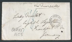GB - Crimean War 1855 Stampless cover to Germany with, 'POST OFFICE / B / BRITISH ARMY" datestamp on