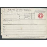 British East Africa c.1902 East Africa and Uganda Telegraphs Form with King Edward VII 1R postal ...