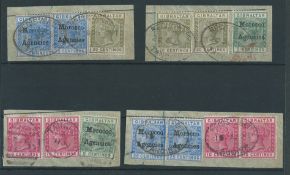 Morocco Agencies 1898 Four pieces bearing a combination of Gibraltar and Morocco Agencies stamps, al